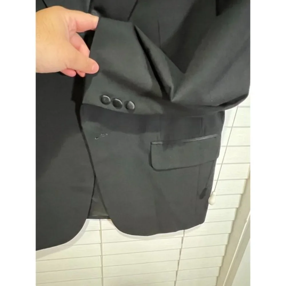 Pierre Balmain Paris Mens 40S Black Wool Tuxedo Jacket Satin Peak Lapel MW 35